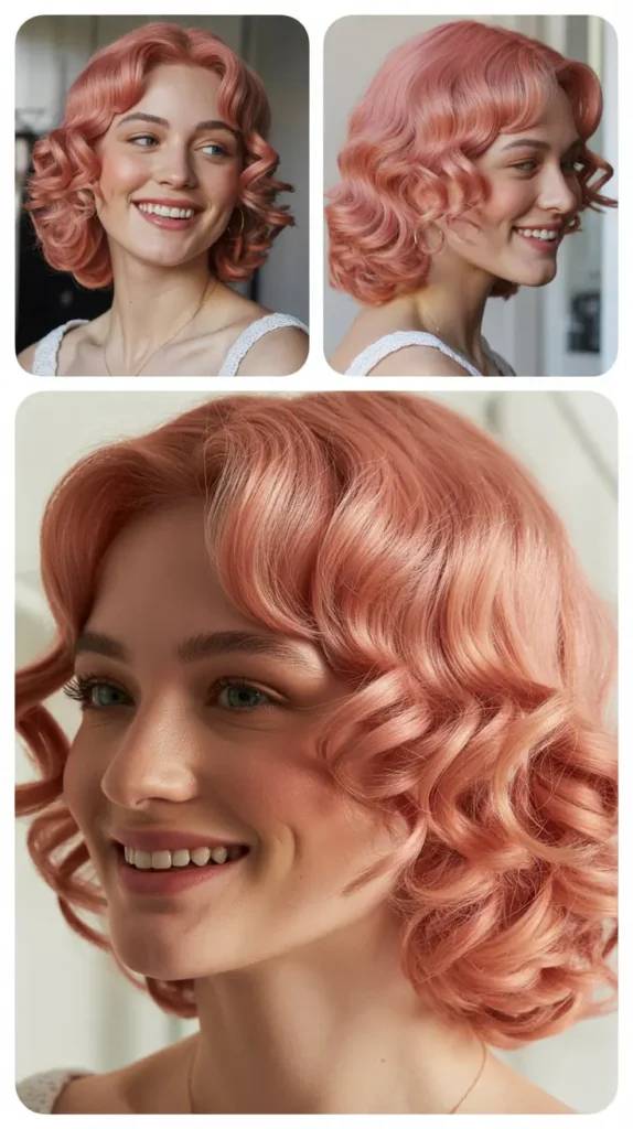 Strawberry Pink Half Up Half Down Wig with Soft Ringlets