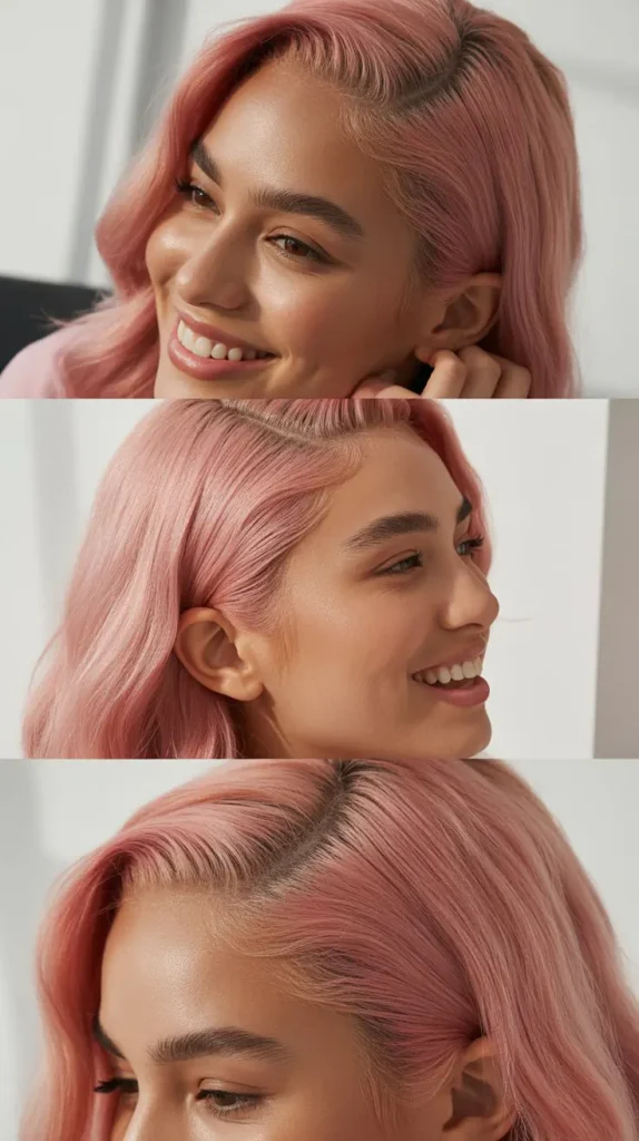 Pink Closure Wig with Middle Part