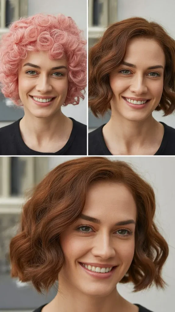 Short Pink Curly Wig