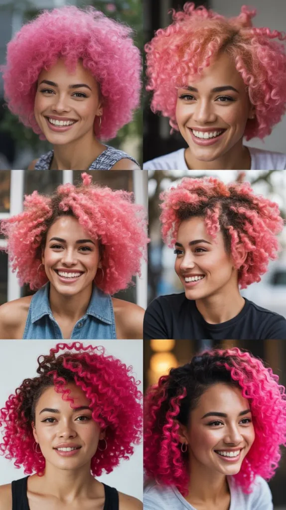 Bubblegum Pink Afro Curls