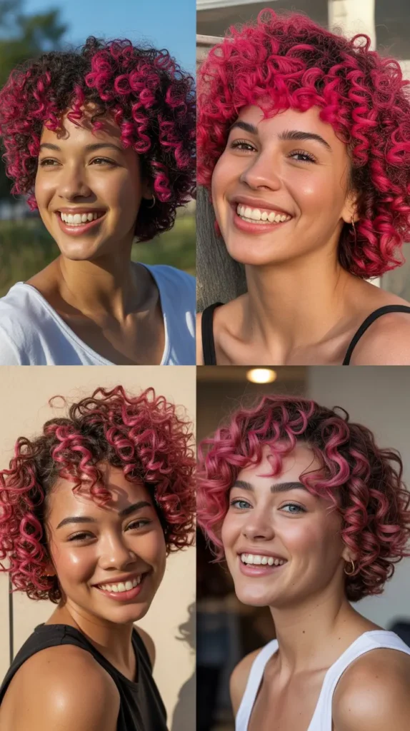 Hot Pink Tight Ringlets