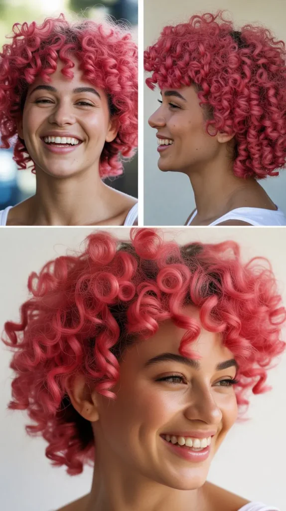 Watermelon Pink Curly Space Buns