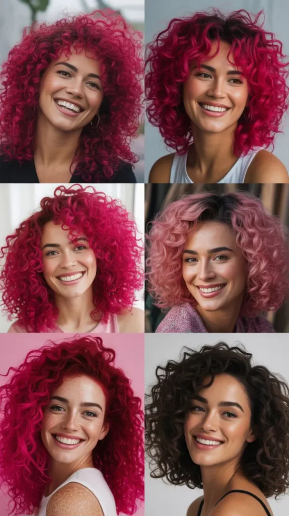 Fuchsia Pink Water Wave Curls