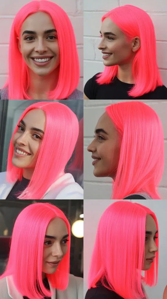 Neon Pink Straight Wig for Bold Statements
