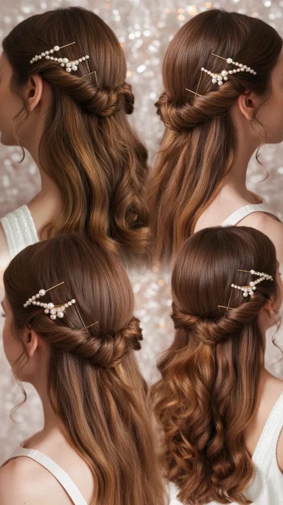 Twisted Half-Up with Pearl Pins