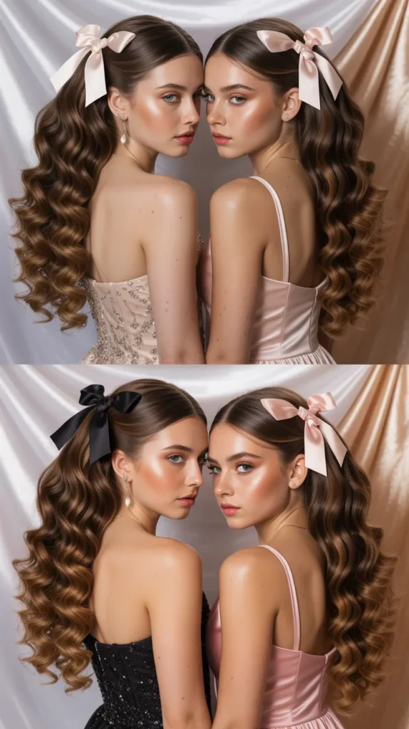 Curled Ponytail with a Bow