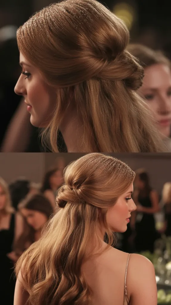  Half-Up with Glitter Root