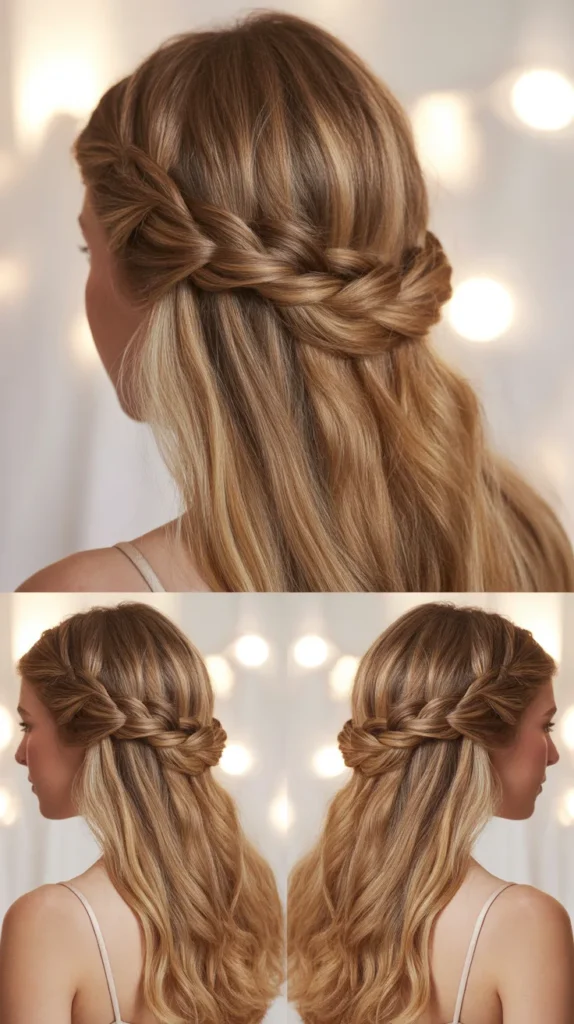 Twisted Crown Half-Up Style