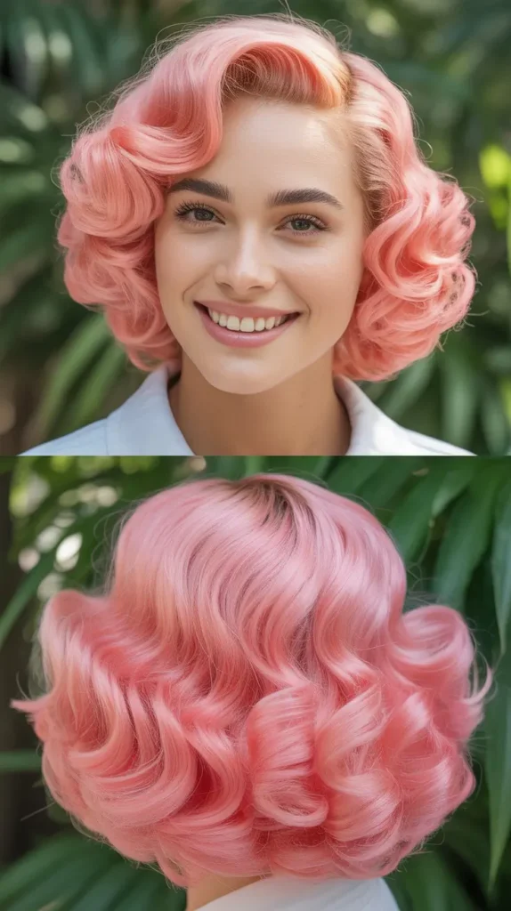 Peony Pink Curly Finger Waves