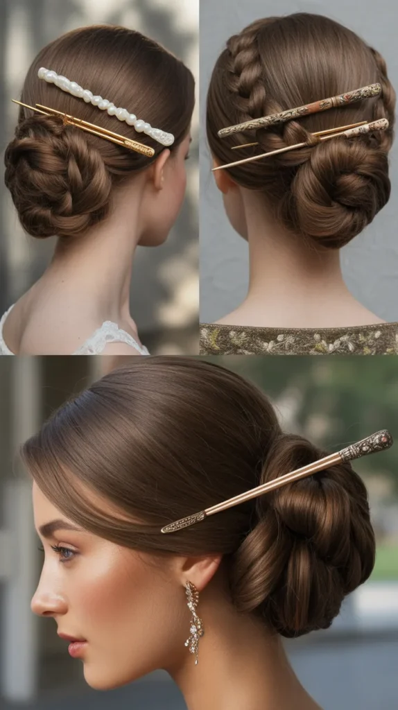  Textured Updo with Chopstick Pins