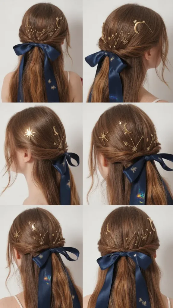 Celestial Updo with Stars and Moon Pins