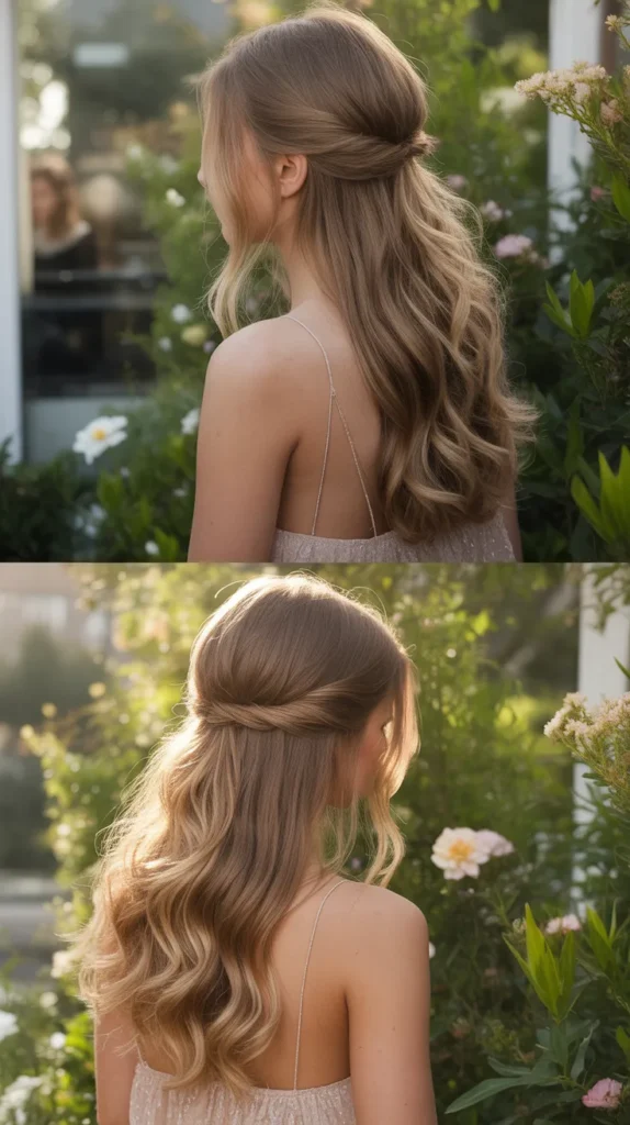 Loose Half-Up with Beach Waves