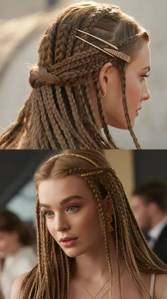 Half-Up with Knotless Box Braid Accents