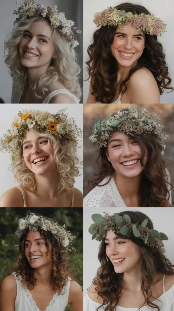 Flower Crown With Loose Curls