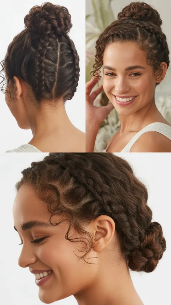Braided Base Bun with Curl Halo