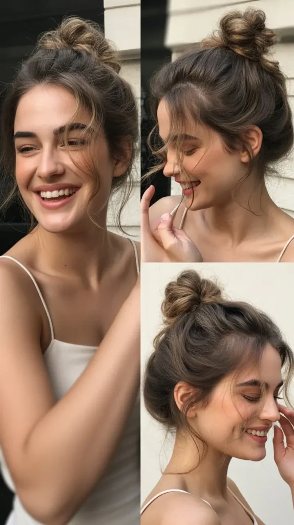 Whimsical Top Knot with Wispy Tendrils