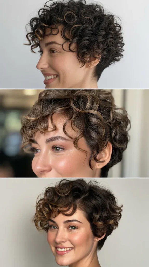Curly Pixie with Subtle Layers