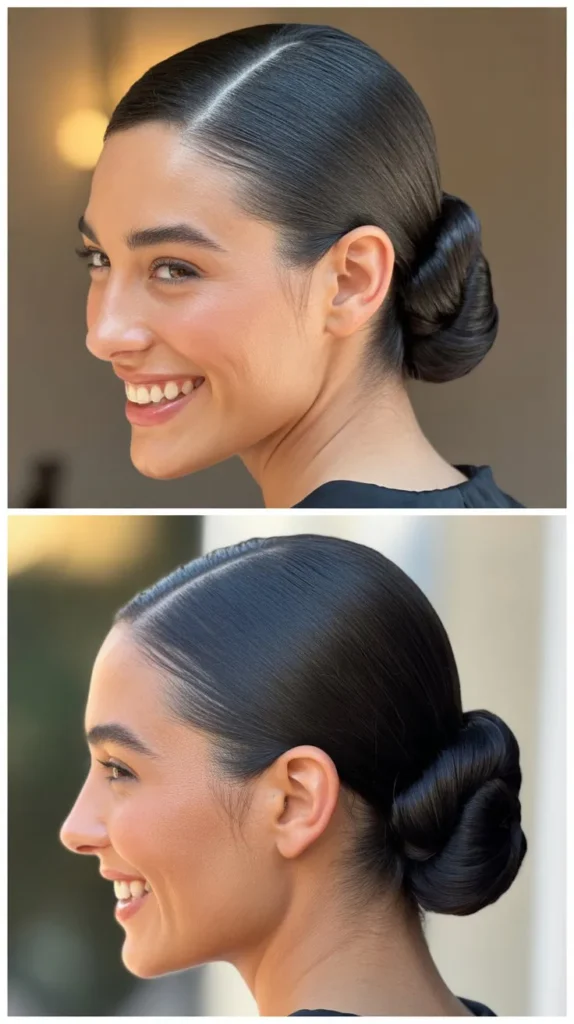 Sleek Chignon with Side Part