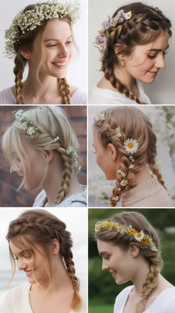 Side Braid with Flowers
