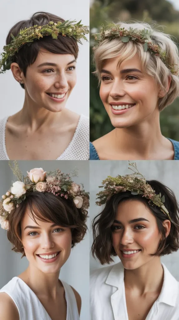 Floral Crown Short Hairstyle
