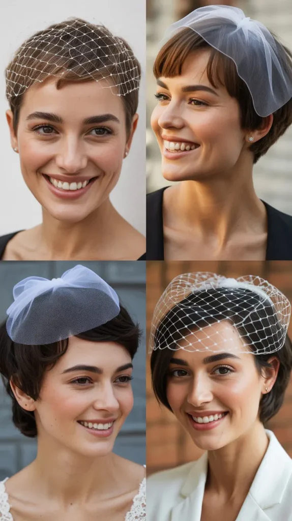 Short Hair with Mini Veil