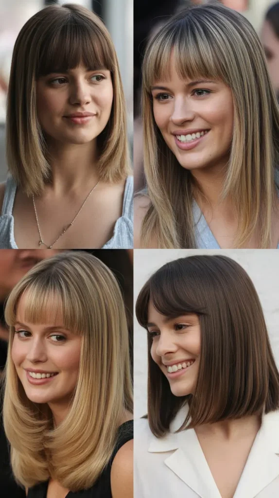 Straight Hair with Curtain Bangs