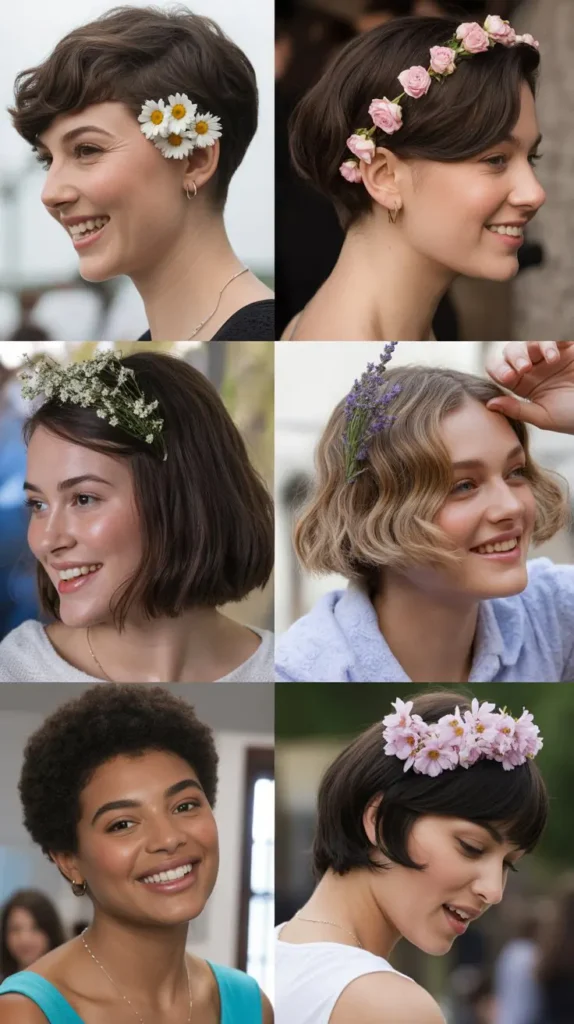 Short Hair Floral Style