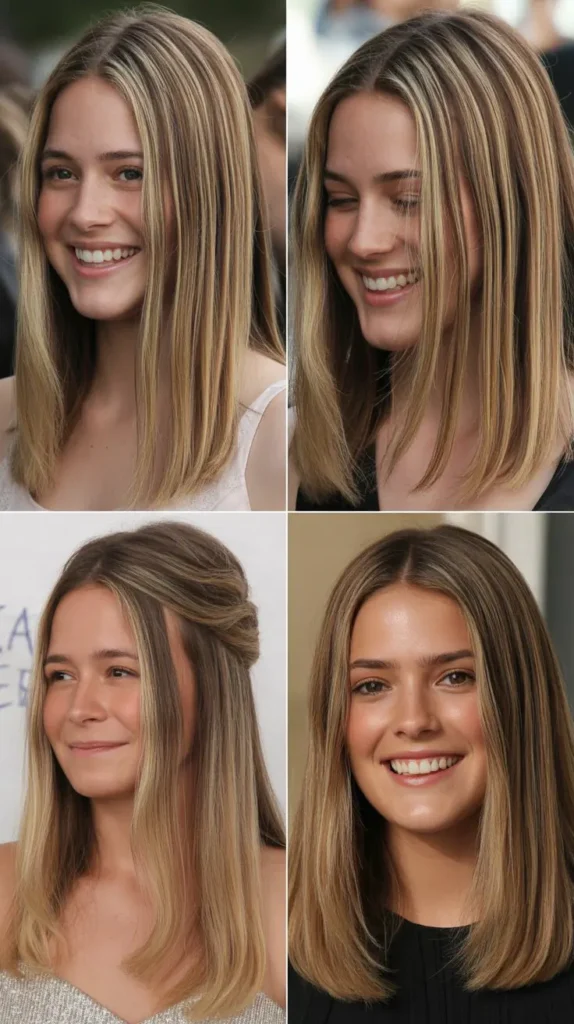 Straight Hair with Face-Framing Highlights