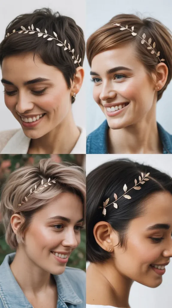 Short Hair with Delicate Hair Vine