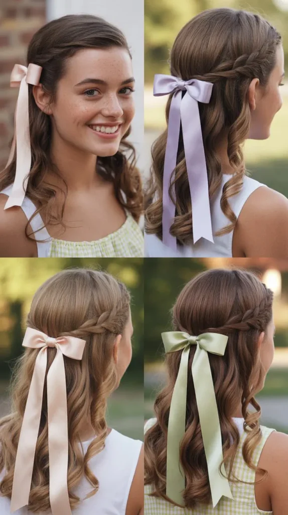  Ribbon-Accented Half-Up