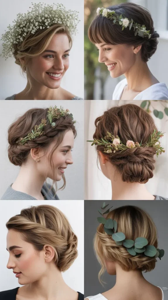 Soft Floral Updo for Short Hair