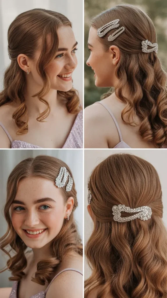  Half Up with Sparkly Clip