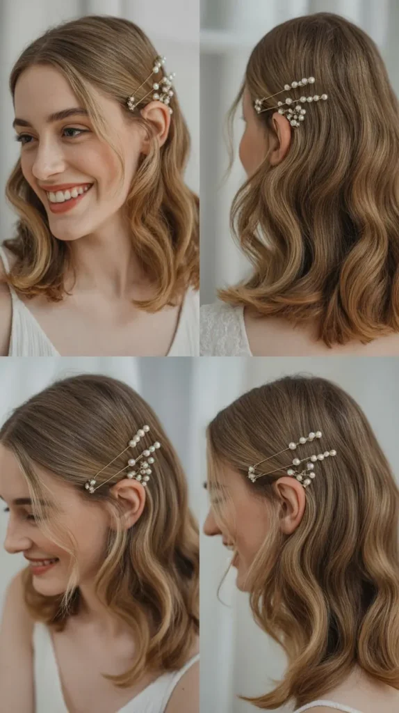 Loose Romantic Waves with Pearl Pins