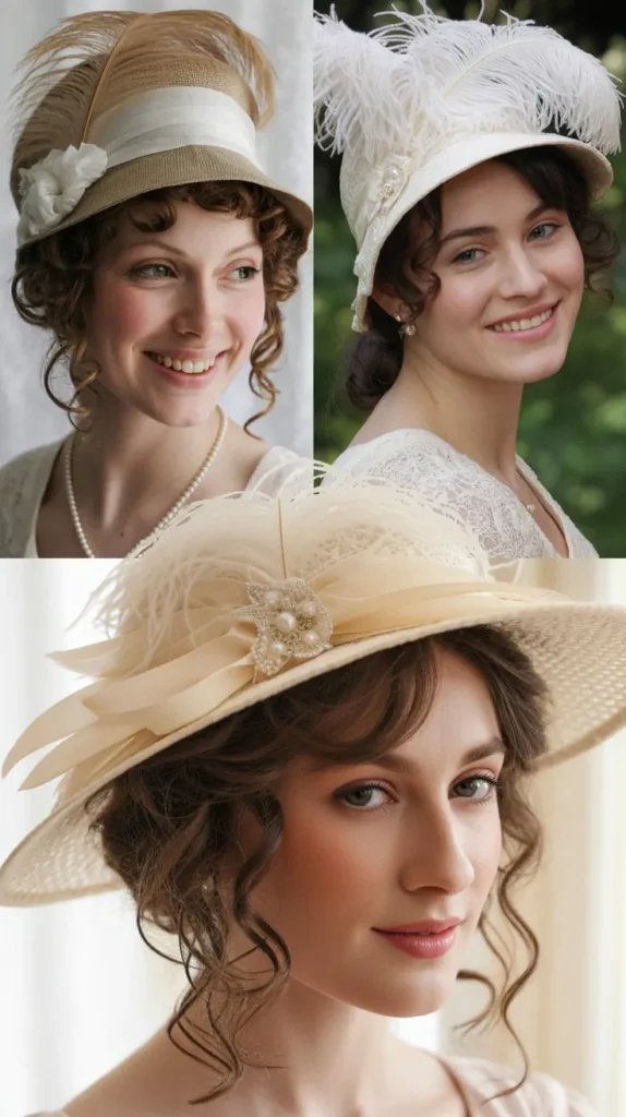 Loose Regency Ringlets with a Feathered Bonnet