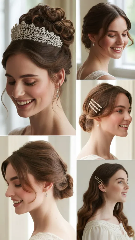 Elaborate Regency Updo with a Jeweled Tiara Hat