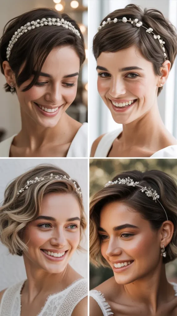 Short Hair with Bridal Headband