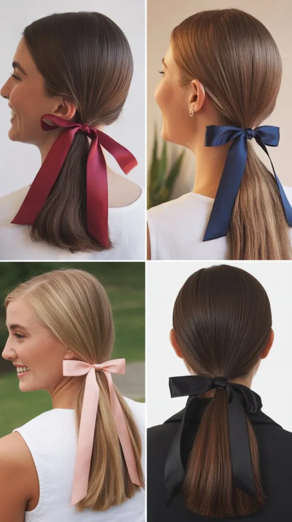 Straight Hair with Ribbon Tie