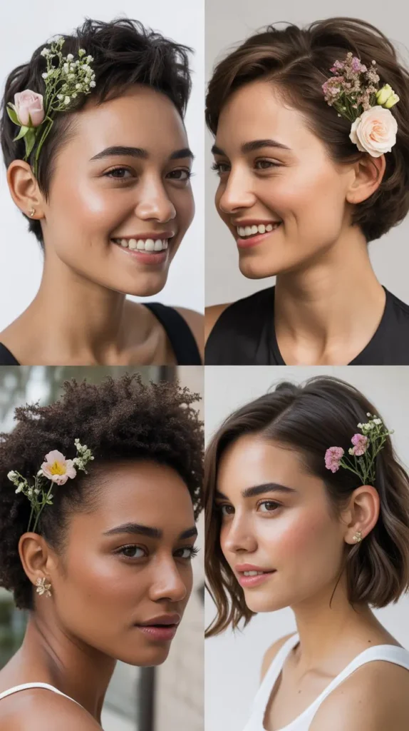 Floral Accessorized Short Hair