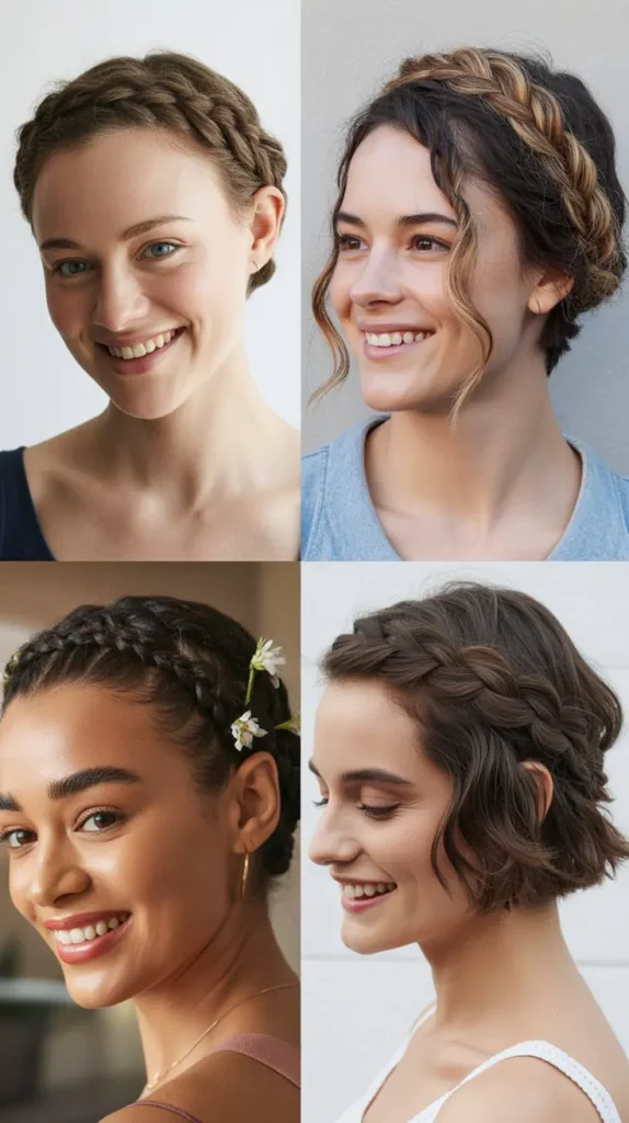 Braided Crown on Short Hair