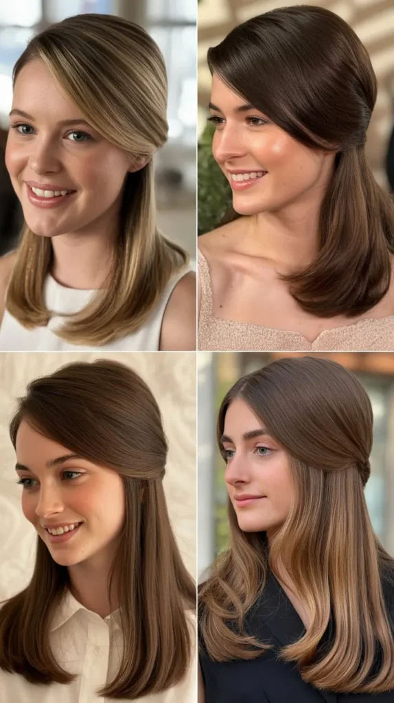  Side-Swept Straight Hair