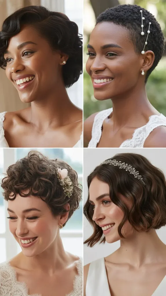 Natural Short Hair Wedding Style