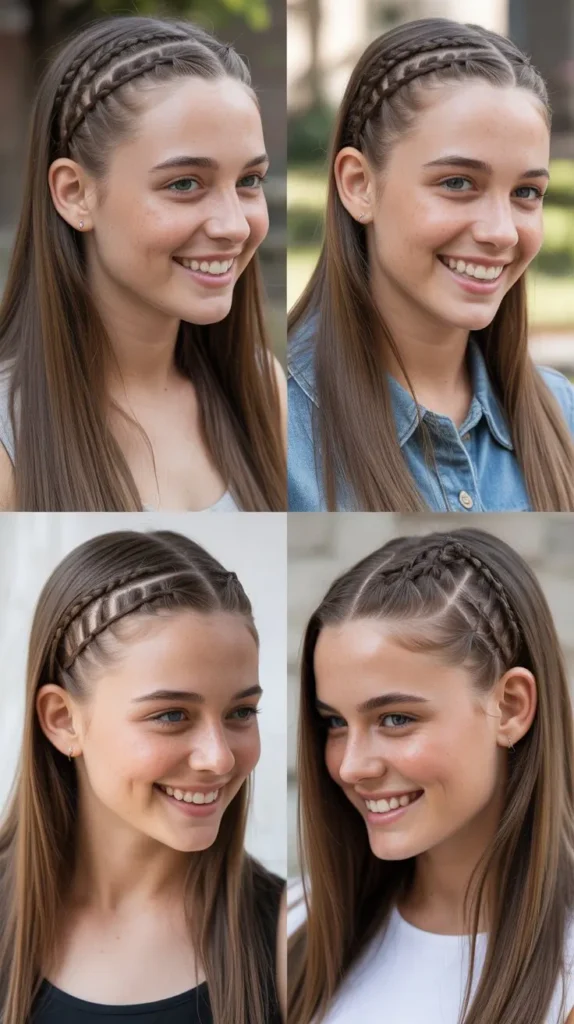 Straight Hair with Mini Side Braids