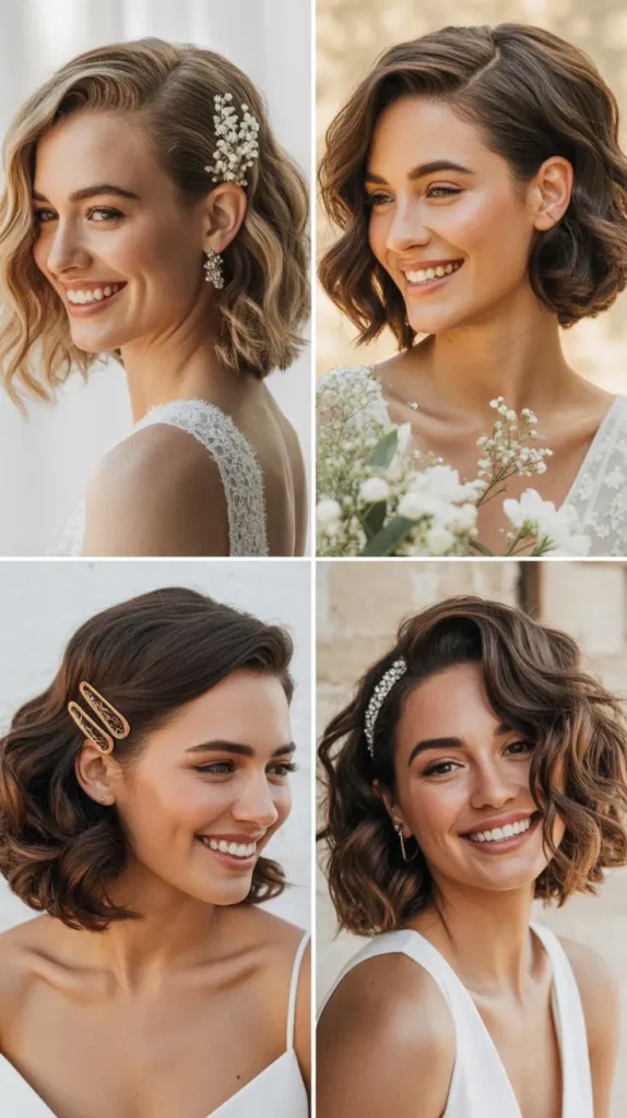 Short Wavy Bridal Hairstyle