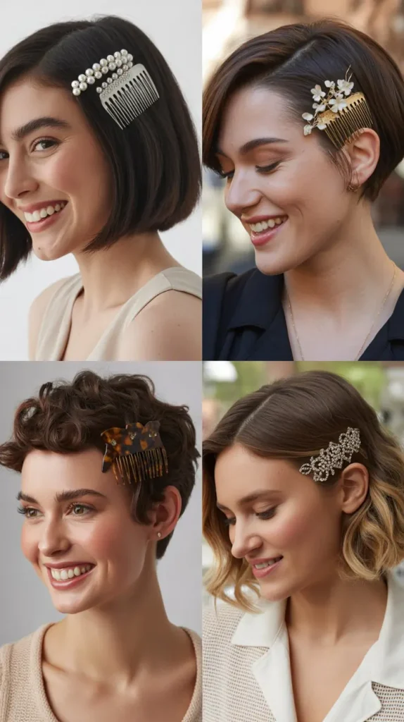 Short Hair with Decorative Comb