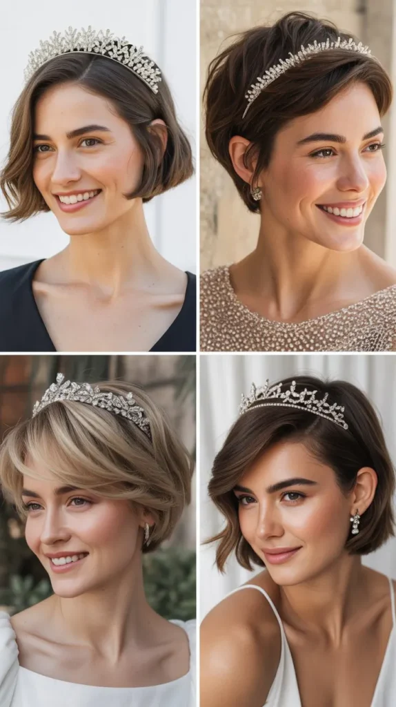 Elegant Short Hair with Tiara