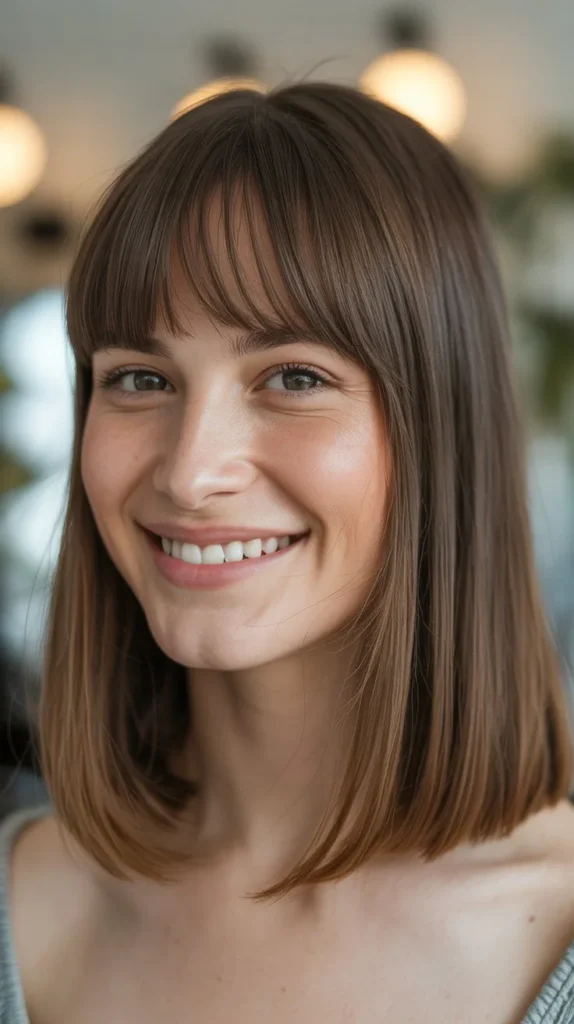 Straight Midi Cut With Curtain Bangs