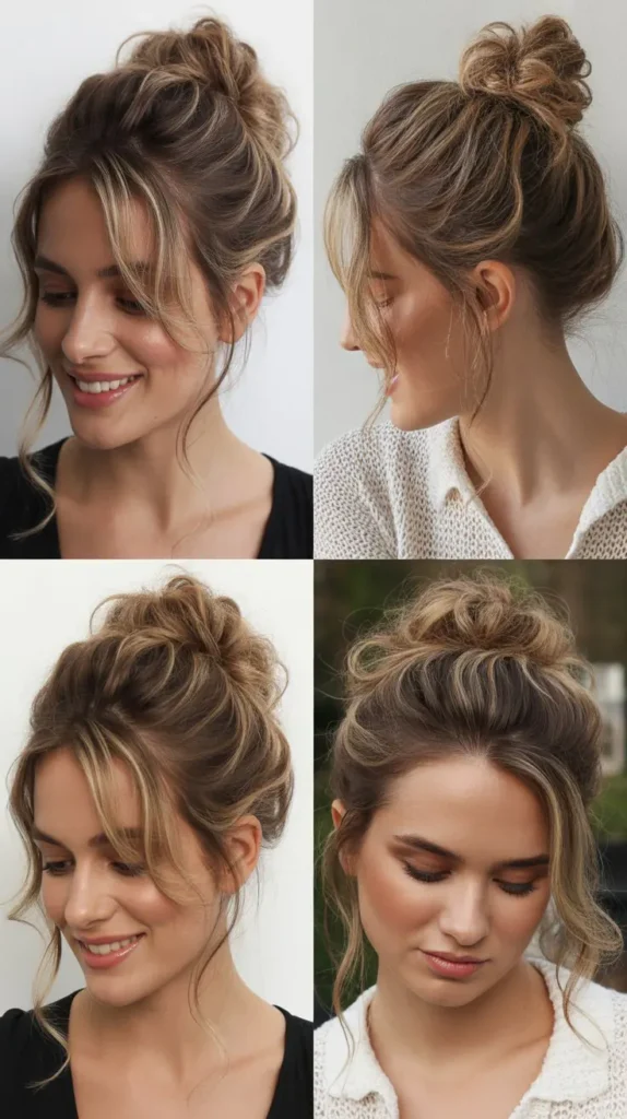  Romantic Messy Bun with Face-Framing Strands