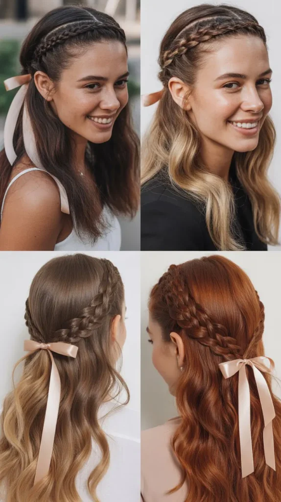Ribbon Braid Half-Up Style