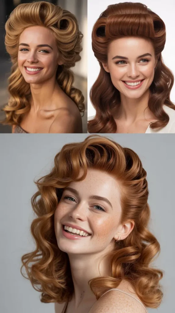 Bouffant Crown with Flowing Curls
