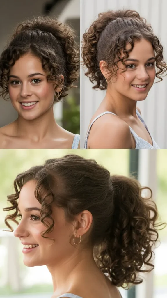 Curly Half-Up Ponytail
